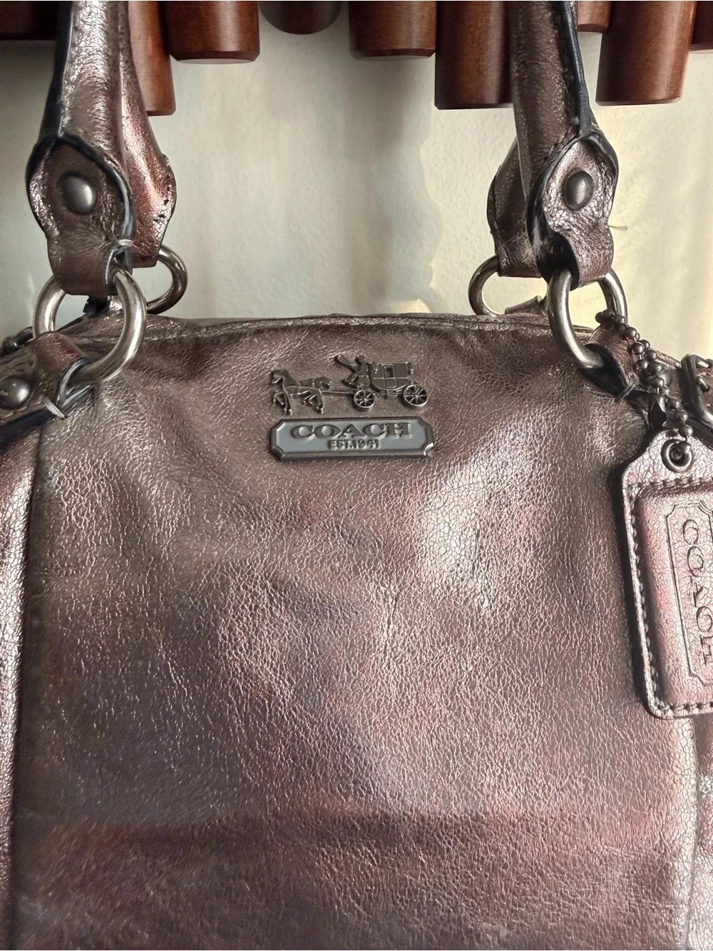 Coach satchel metallic