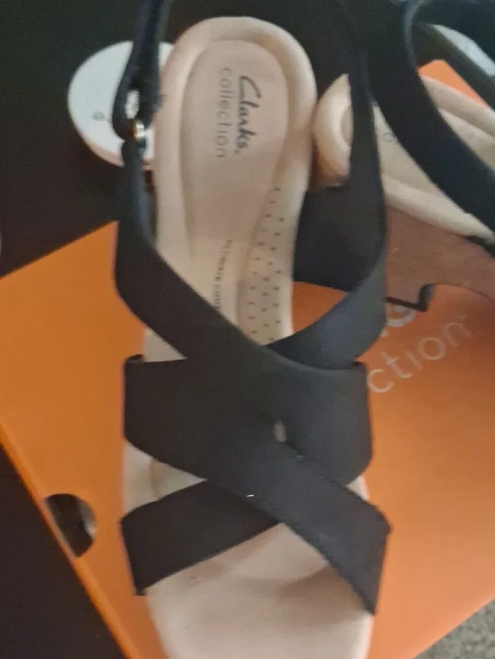 Clarks black wedge
