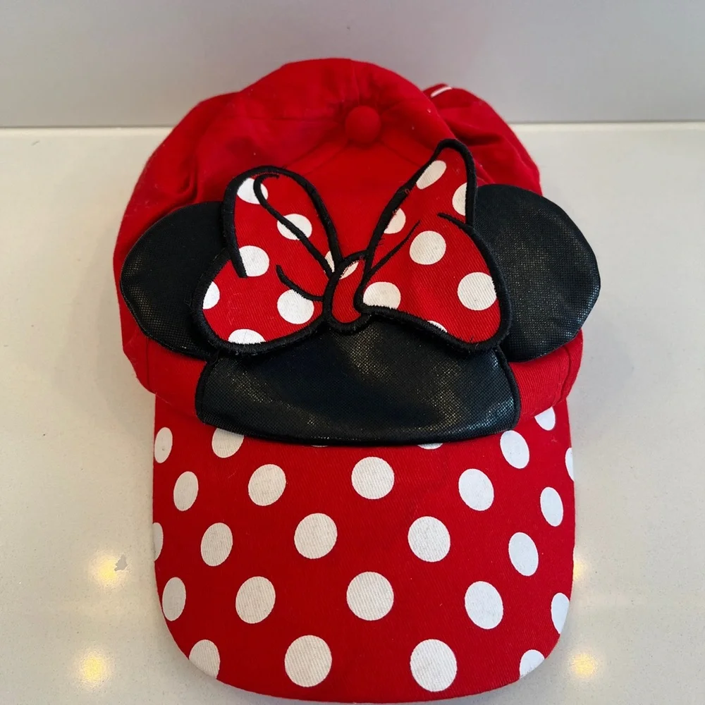 Minnie mouth youth polka dot white red Disney hat