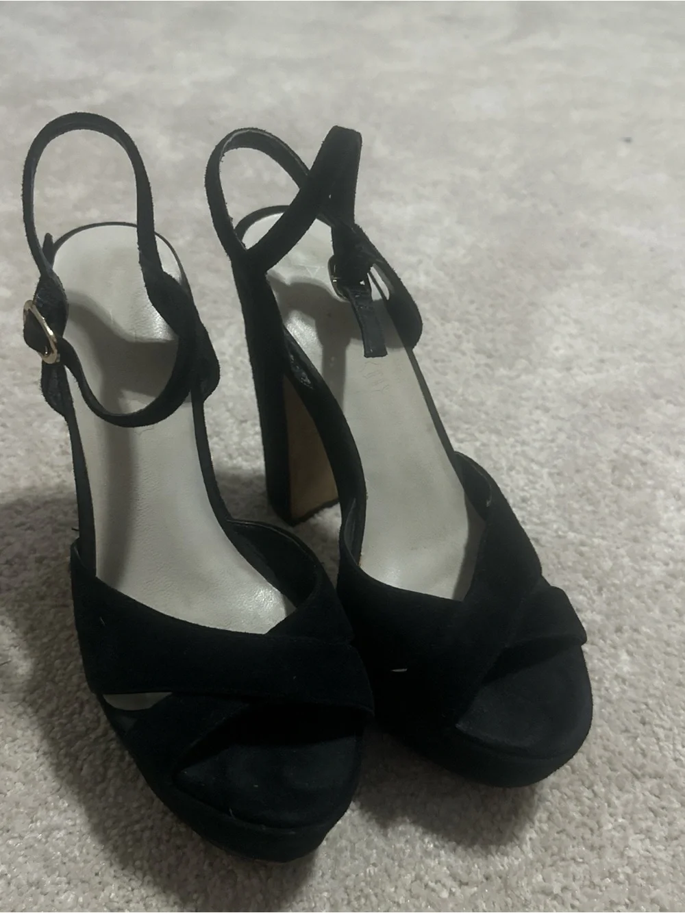 Aldo Black Suede Platform Block Heel Sandals