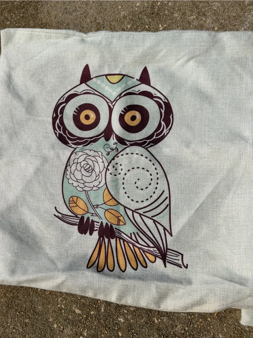 Decorative Owl Throw Pillow Covers in Light Blue and Purple - Unbranded