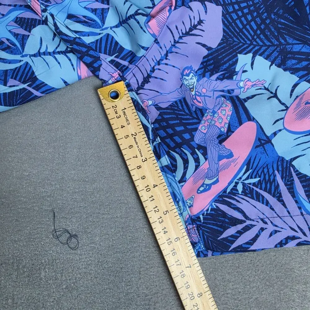 Batman Joker Surfing Swim Trunks Men's Size Small Blue Pink Board Shorts NWT