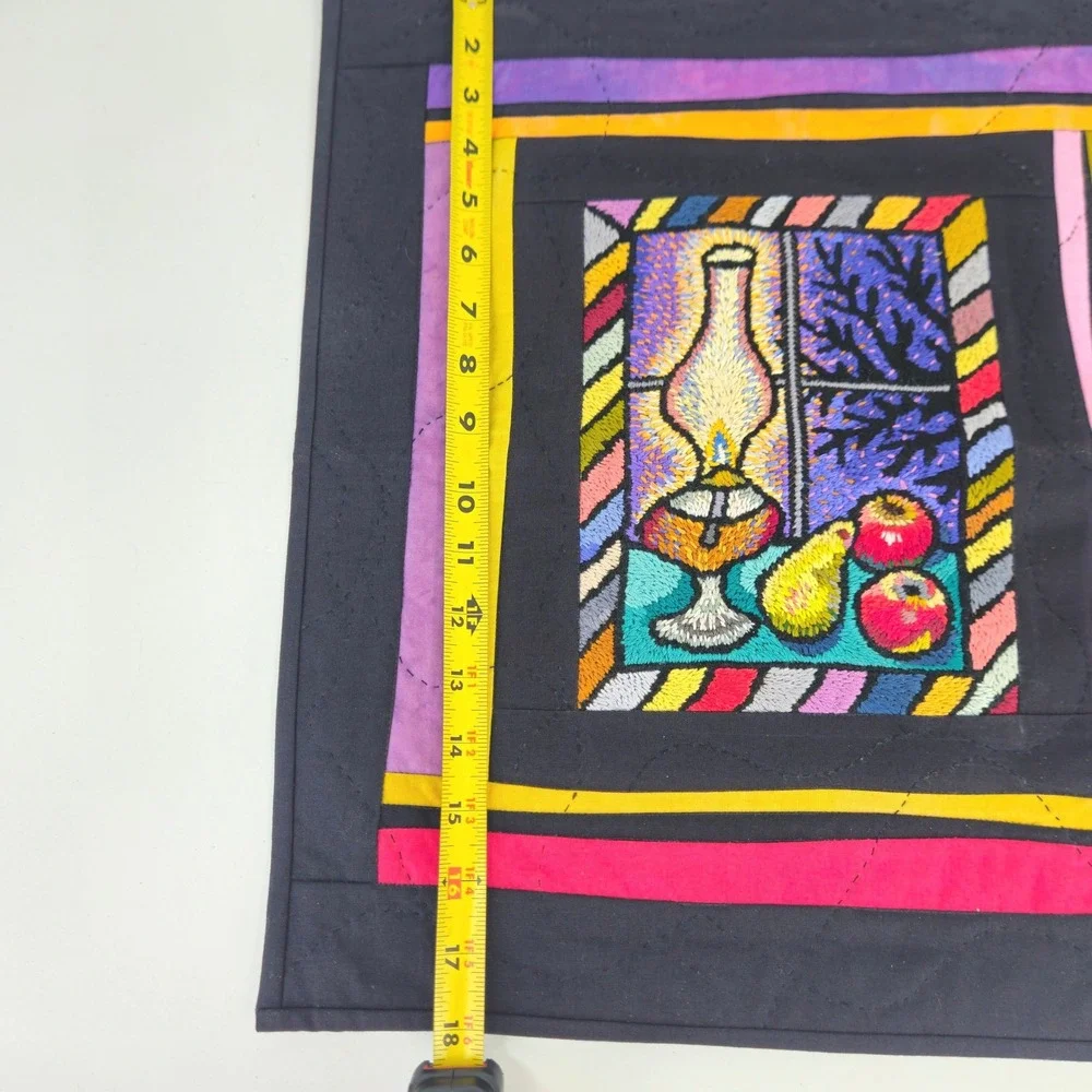 Laura Gaskin Lamplight Fruit Hand Embroidered Quilted Wall Hanging 2007 NC Art M