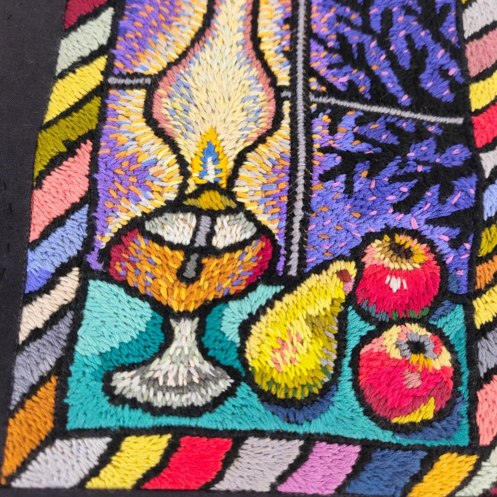 Laura Gaskin Lamplight Fruit Hand Embroidered Quilted Wall Hanging 2007 NC Art M