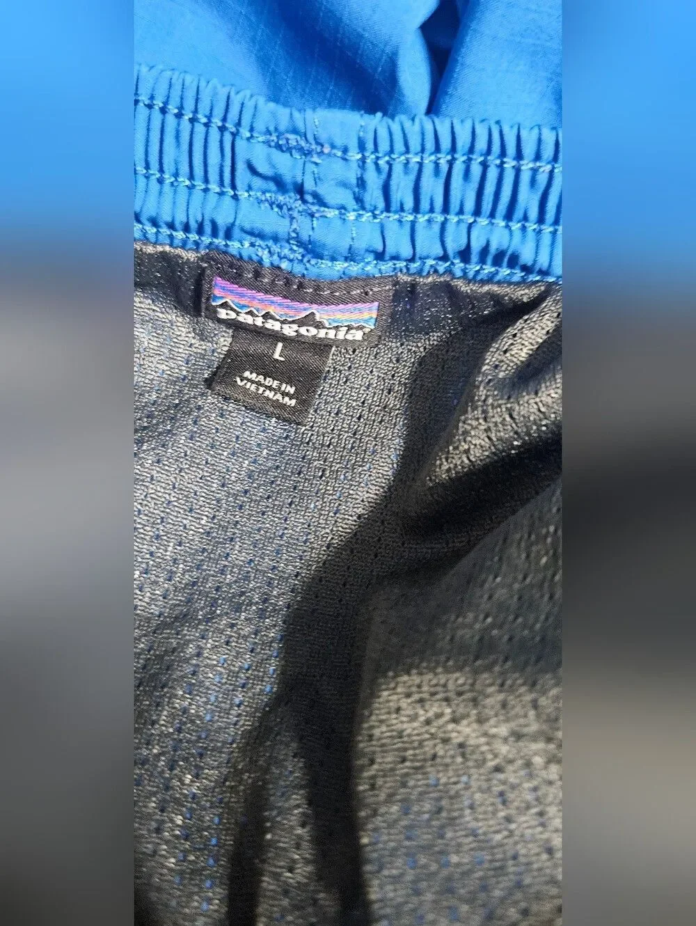 Patagonia Baggies Swim Trunks Mens size M Blue Drawstring Mesh Lined