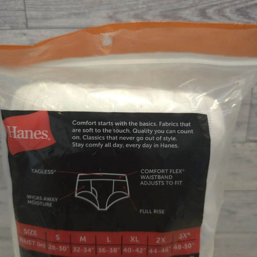 Hanes Brief Underwear 9-Pack Men's White Cotton Comfort Flex Waistband 44-46 2XL