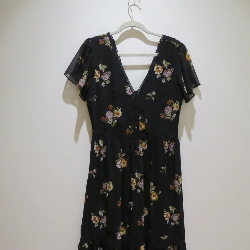 Abercrombie & Fitch Black Floral Maxi Dress