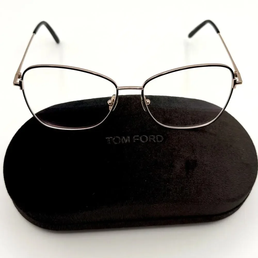 Tom Ford TF5906-B 001 Black Rose Gold Metal Cat-Eye Frames 55-15-140