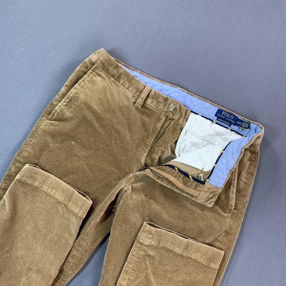 Polo Ralph Lauren Pants Mens 33x30 (33x29) Brown Corduroy Chino Stretch Straight