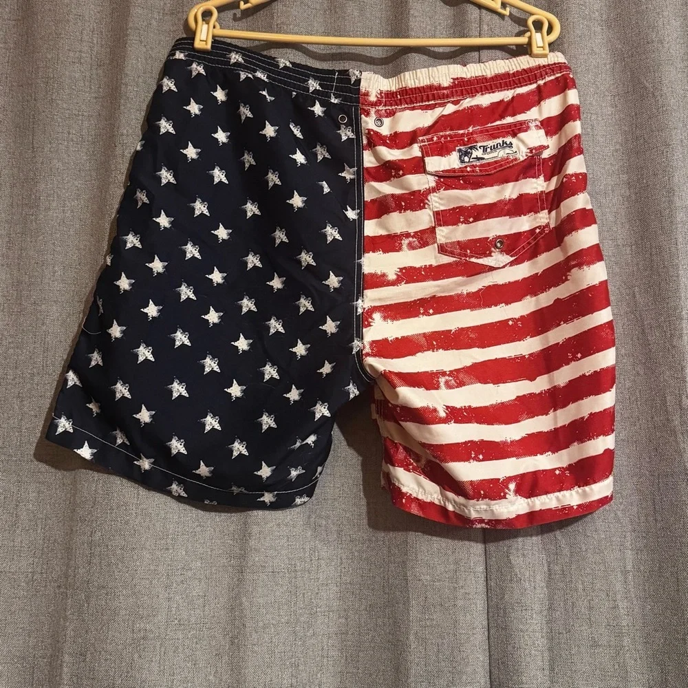 Vintage American Flag Board Shorts USA Swim Trunks L Fits XL