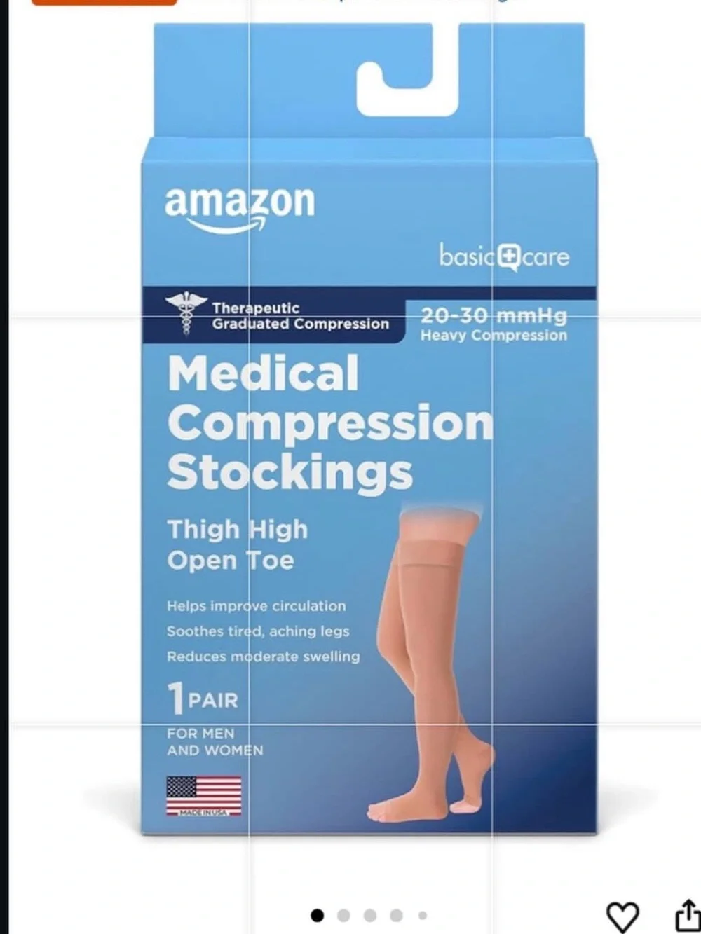 Amazon Basic Care Medical heavy Compression Stockings 20-30 mmHg Support size XL