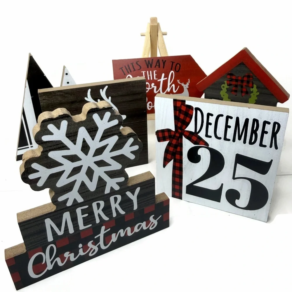 Festive Holiday Tiered Tray Decor Lot 11 Pieces