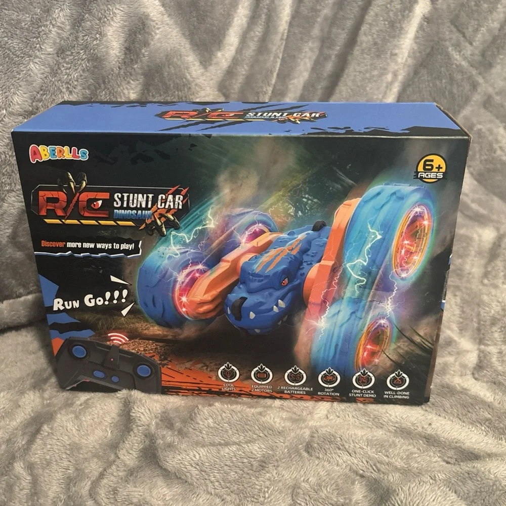 Remote Control Car, for Boys Ages 4-12, Double‎ Sided 360°Rotating- Dinosaur