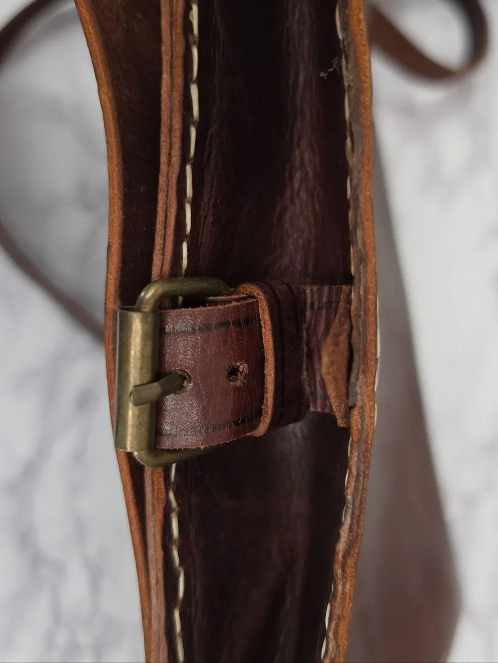 Handmade Vintage Brown Leather Crossbody Messenger Bag