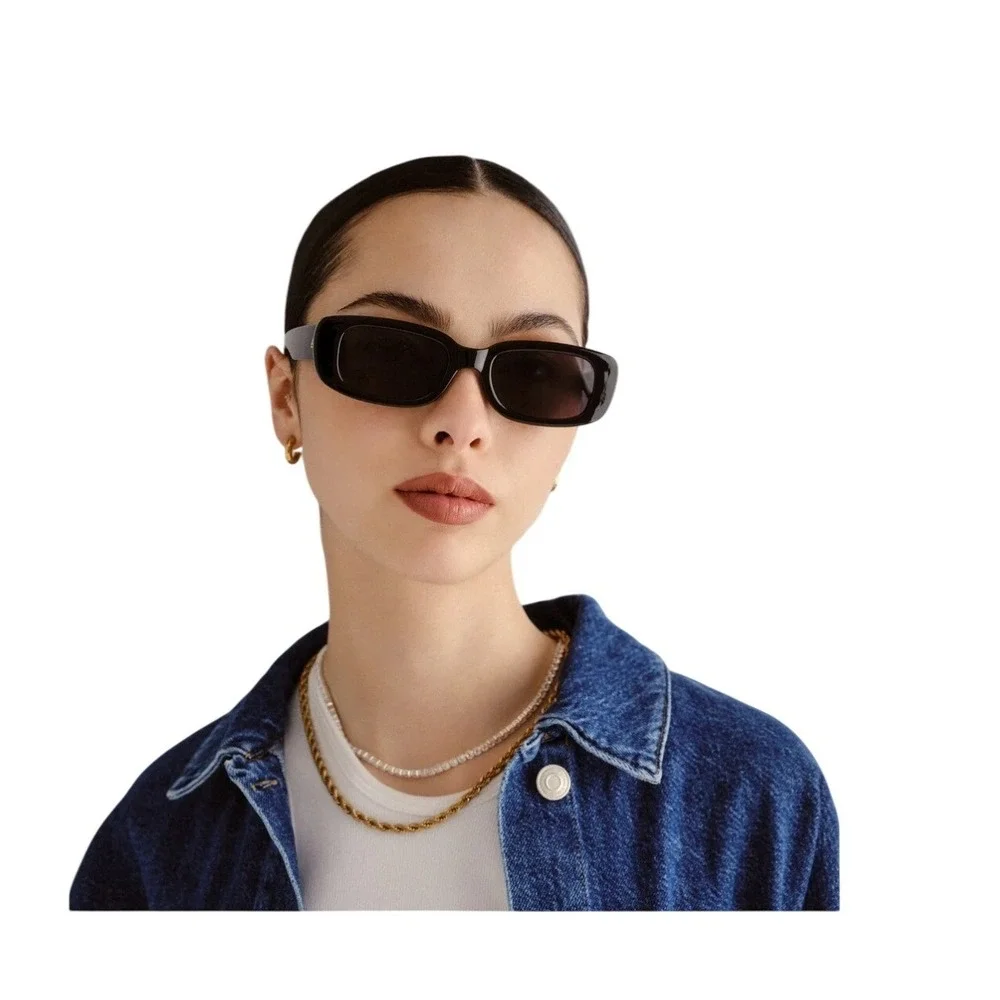 AIRE Ceres V2 Black Rectangular Sunglasses‎ Recycled Plastic 2122526 Smoke Lens