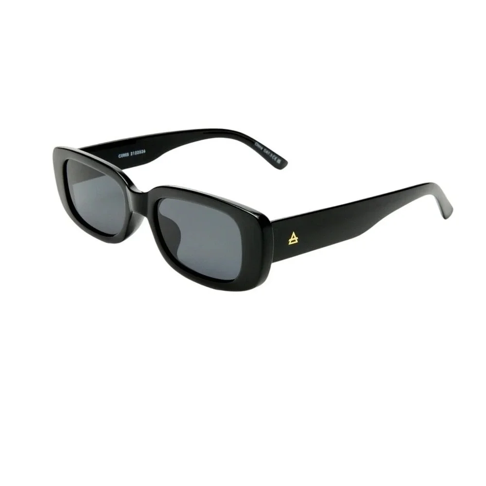 AIRE Ceres V2 Black Rectangular Sunglasses‎ Recycled Plastic 2122526 Smoke Lens