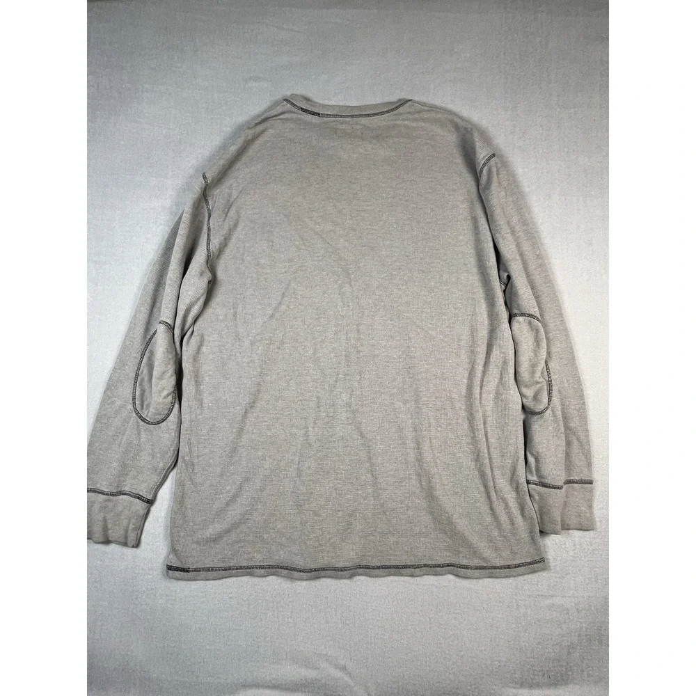 Polo Ralph Lauren‎ Shirt Men 2XL Thermal US Flag Elbow Patch Long Sleeve Gray