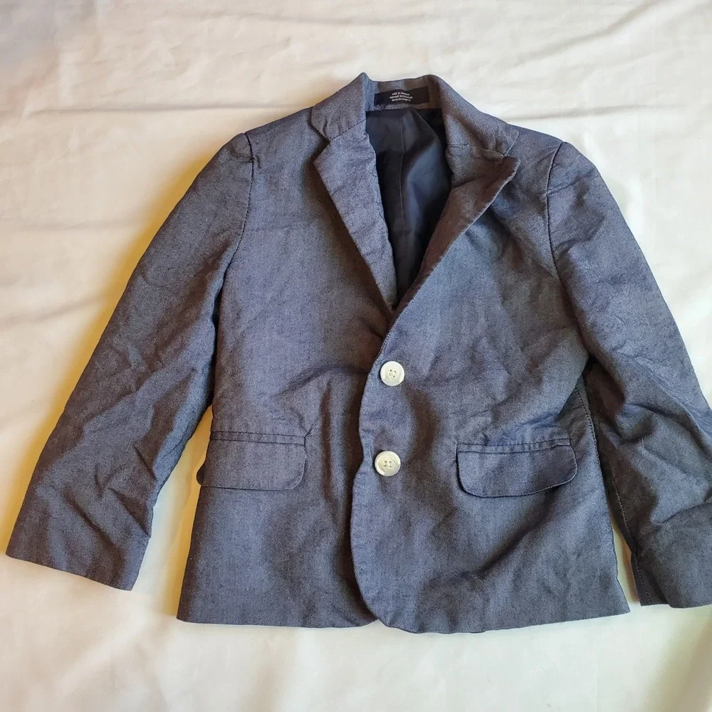 Nautica Kids‎ Boys Blue Chambray Blazer Jacket Size 4