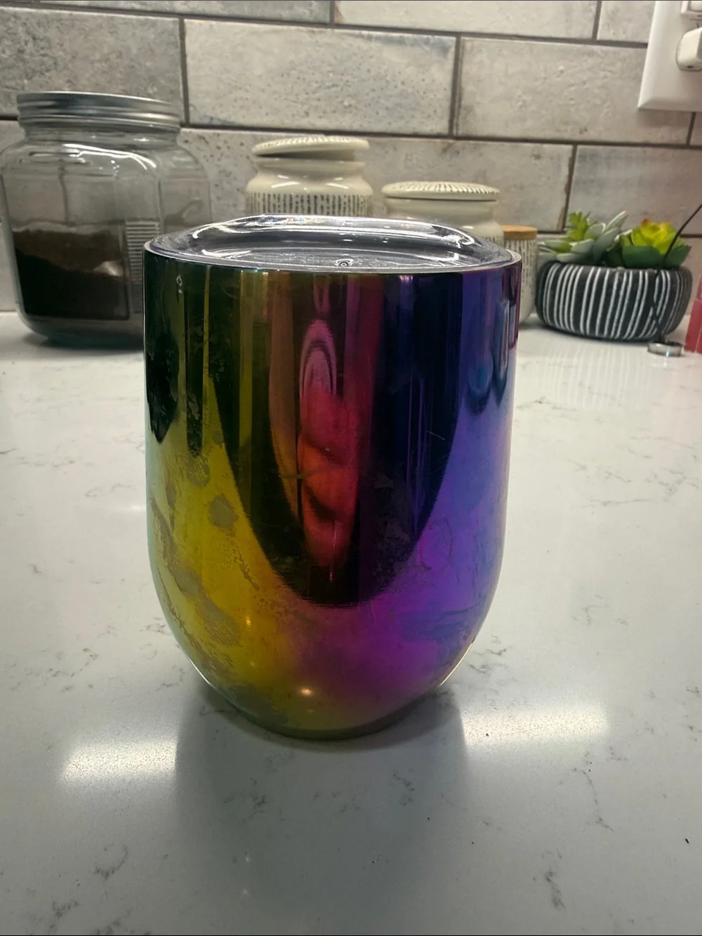 Iridescent Rainbow Stainless Steel Wine Tumbler - Multi-Color