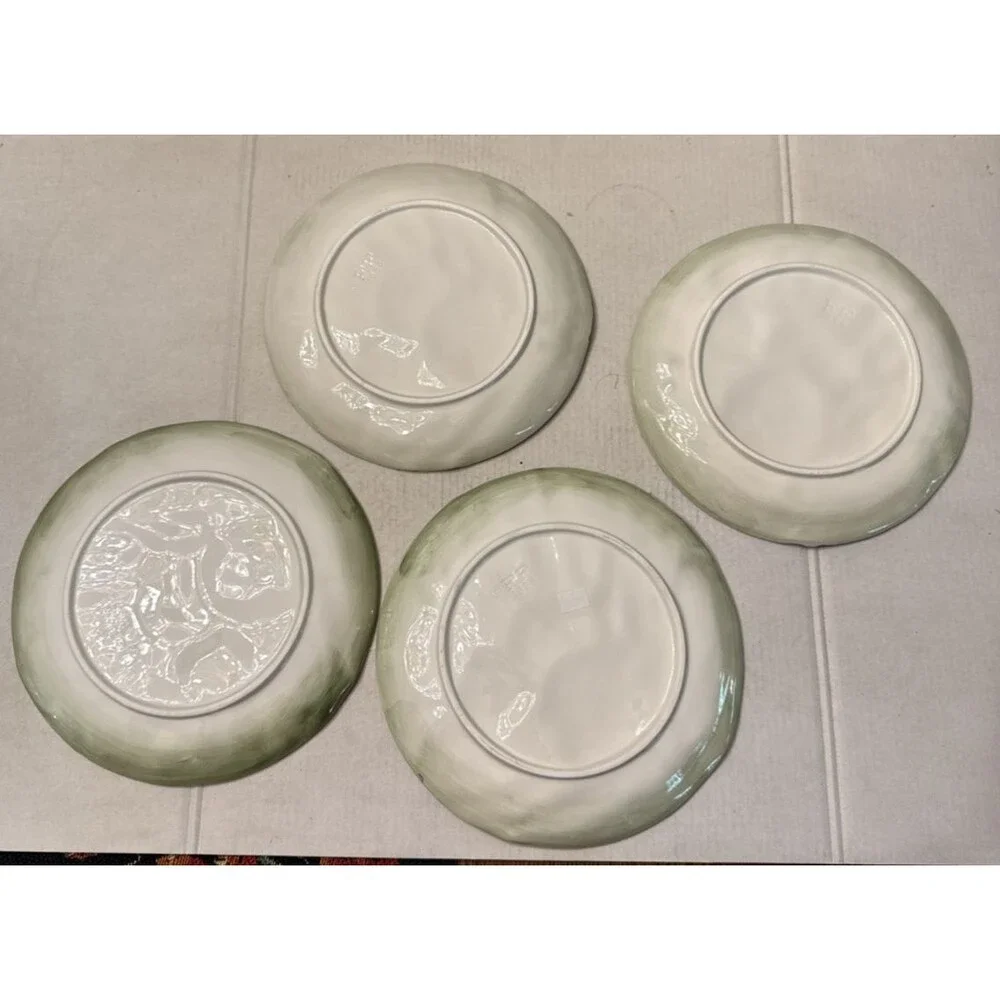 Vintage Fitz & Floyd Canape Luncheon Plates (4) Vegetable Garden 7-5/8