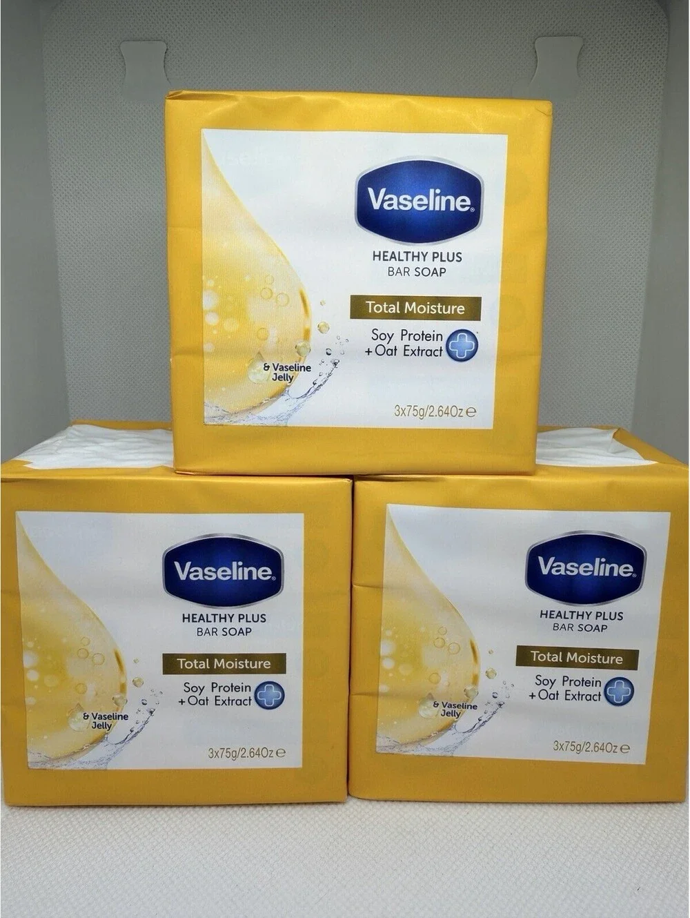 9 Bars x Vaseline Healthy Plus Bar Soap Total Moisture Soy Protein & Oat Extract