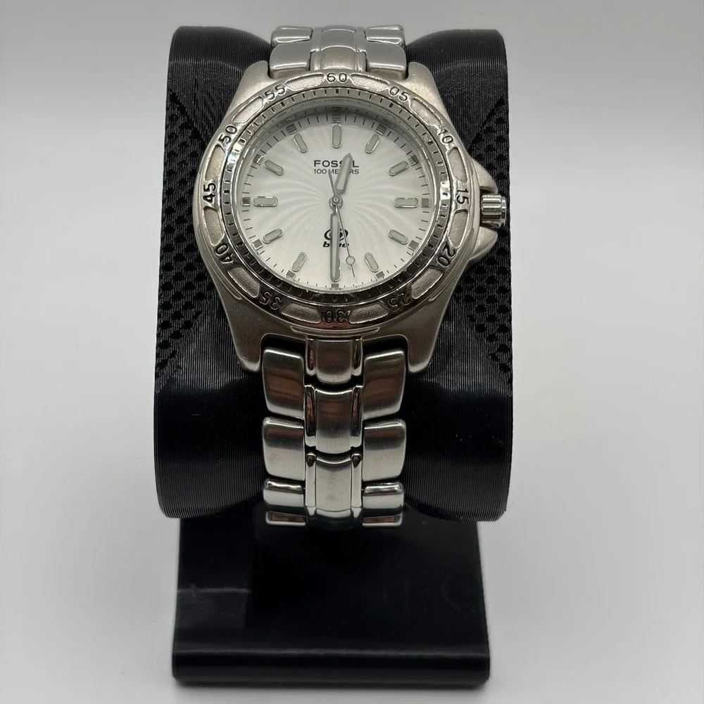 Fossil Nordstrom ND-3449 Mens 40mm Silver White Dial Diver Watch