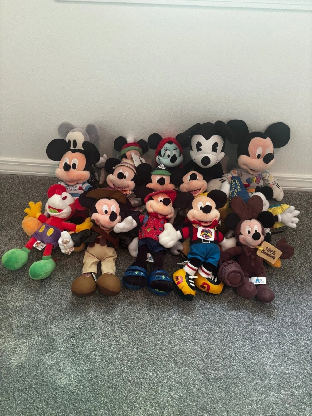 Lot of 15 Mickey Mouse Stuffed Dolls