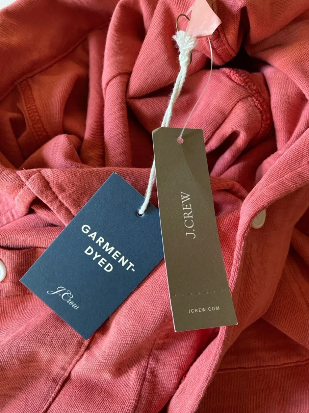 J. Crew Harbor Shirt 100% Cotton Garment Dyed Coral Salmon Camp Collar NWT L
