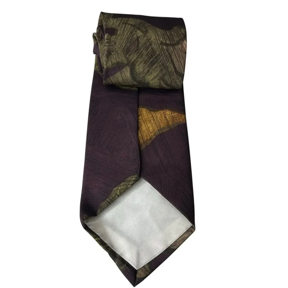 Italian All Silk Handmade Neck Tie Mens‎ Purple Abstract Leaf Timeless Classic