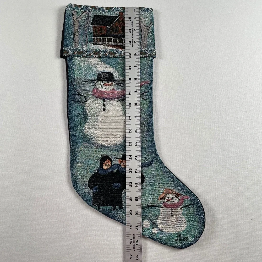 P Buckley Moss Christmas Stocking Tapestry Holiday Decor Amish 1999 Snowman‎ VTG