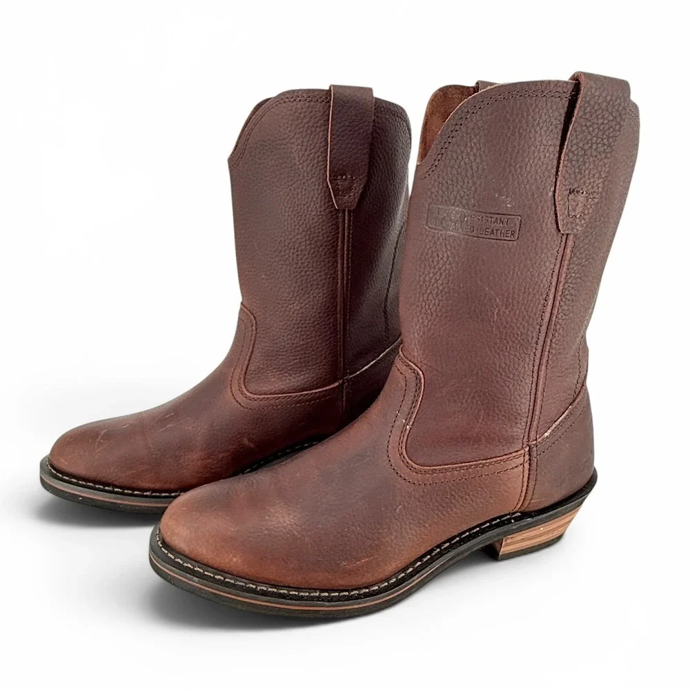 Ad-Tec Wellington Work Boots Oil Water Resistant Mens Size 10M‎ Brown Leather
