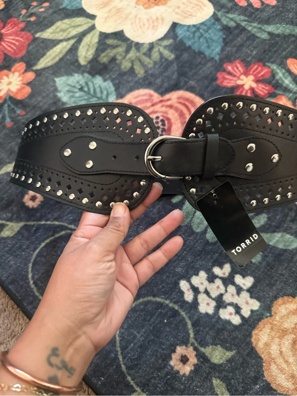 Torrid Wide Stretch Waist Belt Faux Leather Double Buckle Corset Belt Plus