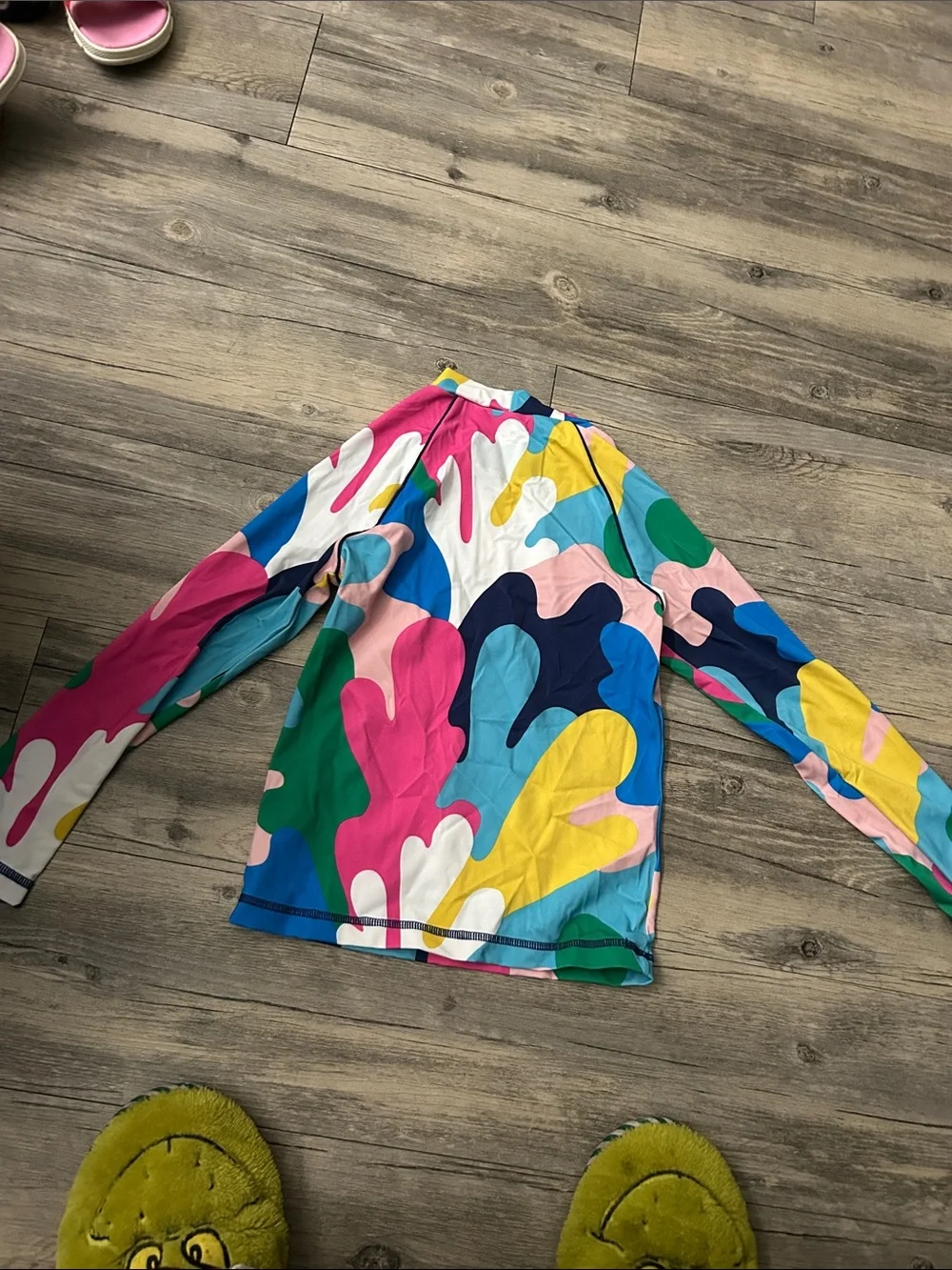 Kids Long Sleeve Rash Guard - Multicolor Organic Splash Print