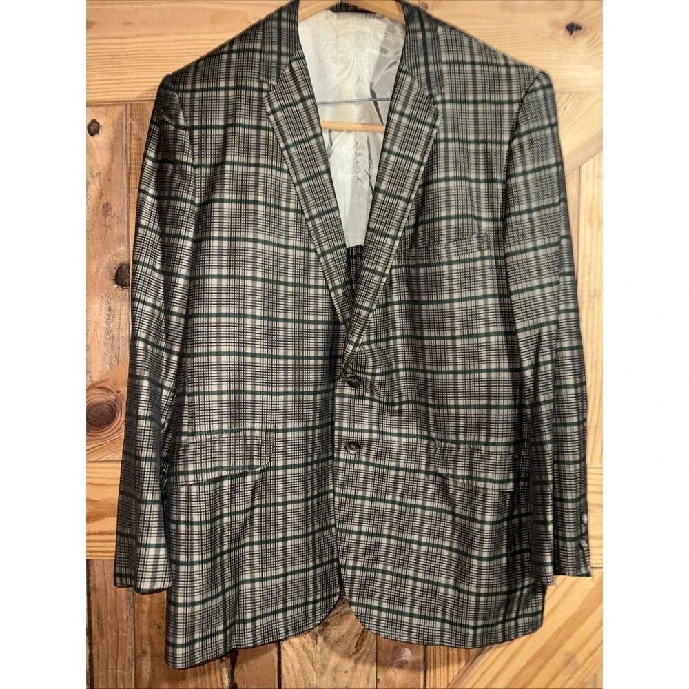 VTG Hart Schaffner Marx Jack Nicklaus Plaid Blazer Men 44R Sport Coat Union Made