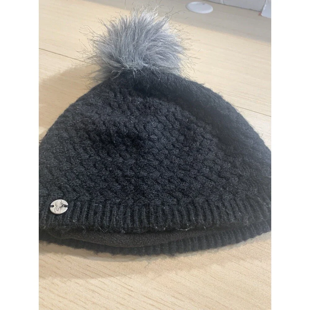 Spyder Women' Icicle Hat Pom Knit Beanie Hat Fleece Lined Ski One Size