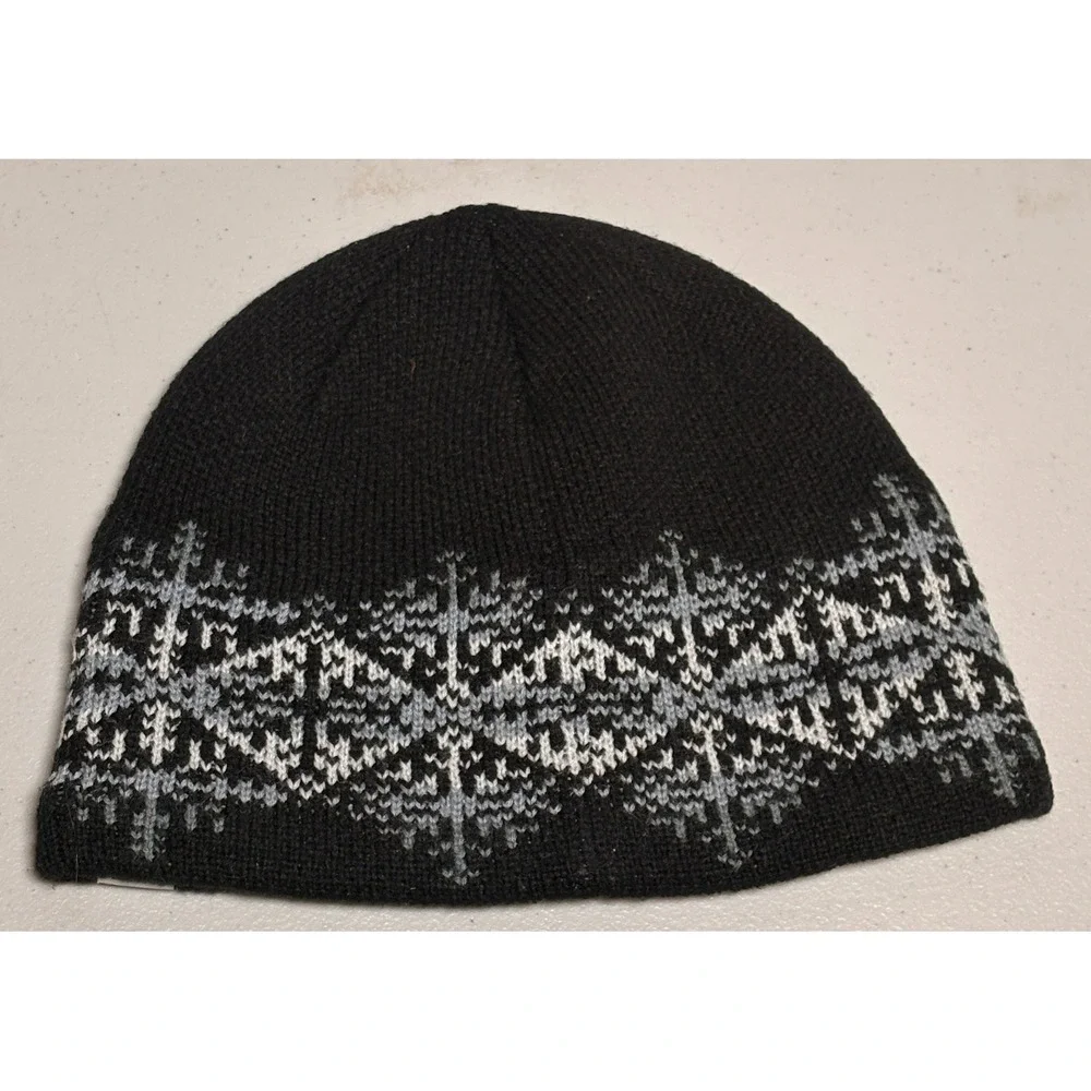 LL Bean Boundless Beanie Womens‎ Midnight Black Snow Fair Isle Snowflake NWT