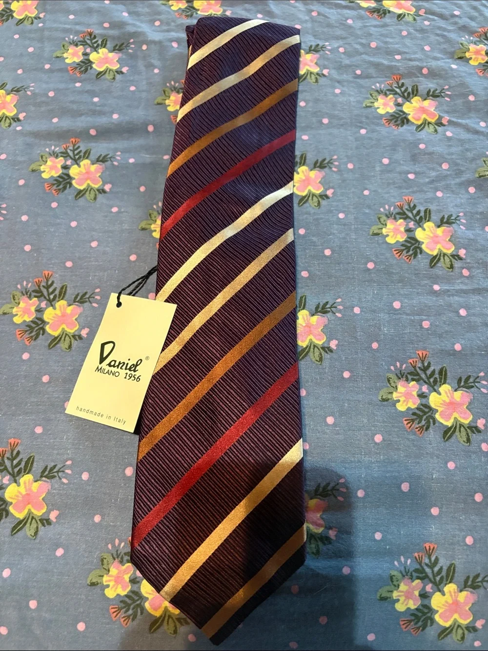 Daniel Milano 1956 Tie Milano Burgundy Striped Silk Tie