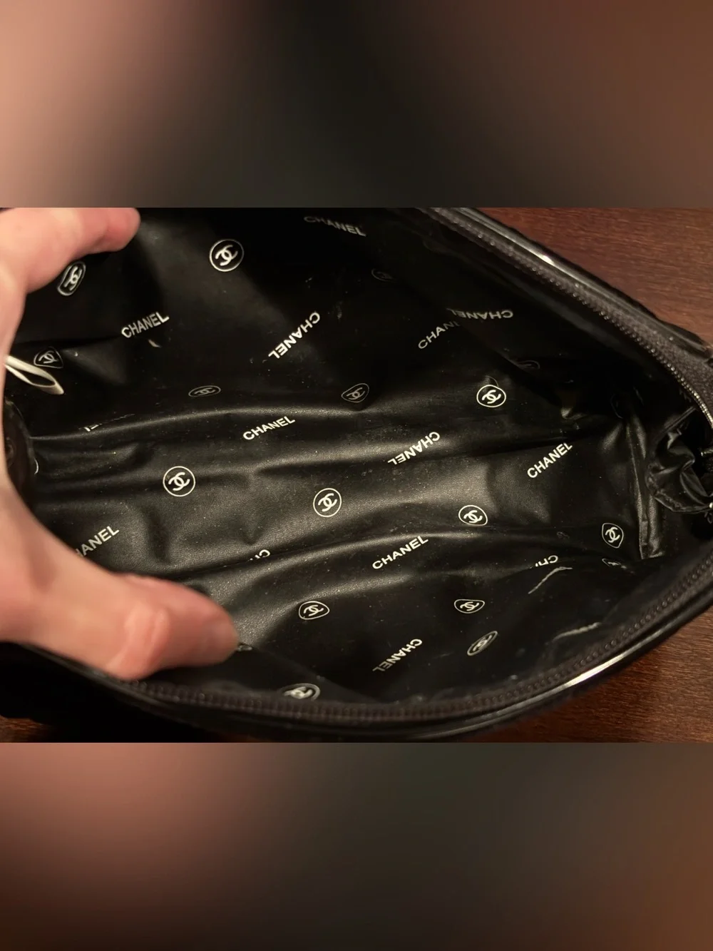 CHANEL Parfums Black Velvet Cosmetic Makeup Bag