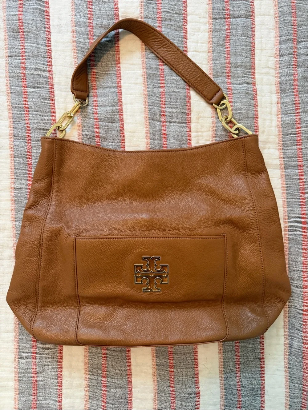 Tory Burch Britten Tan Slouchy Hobo