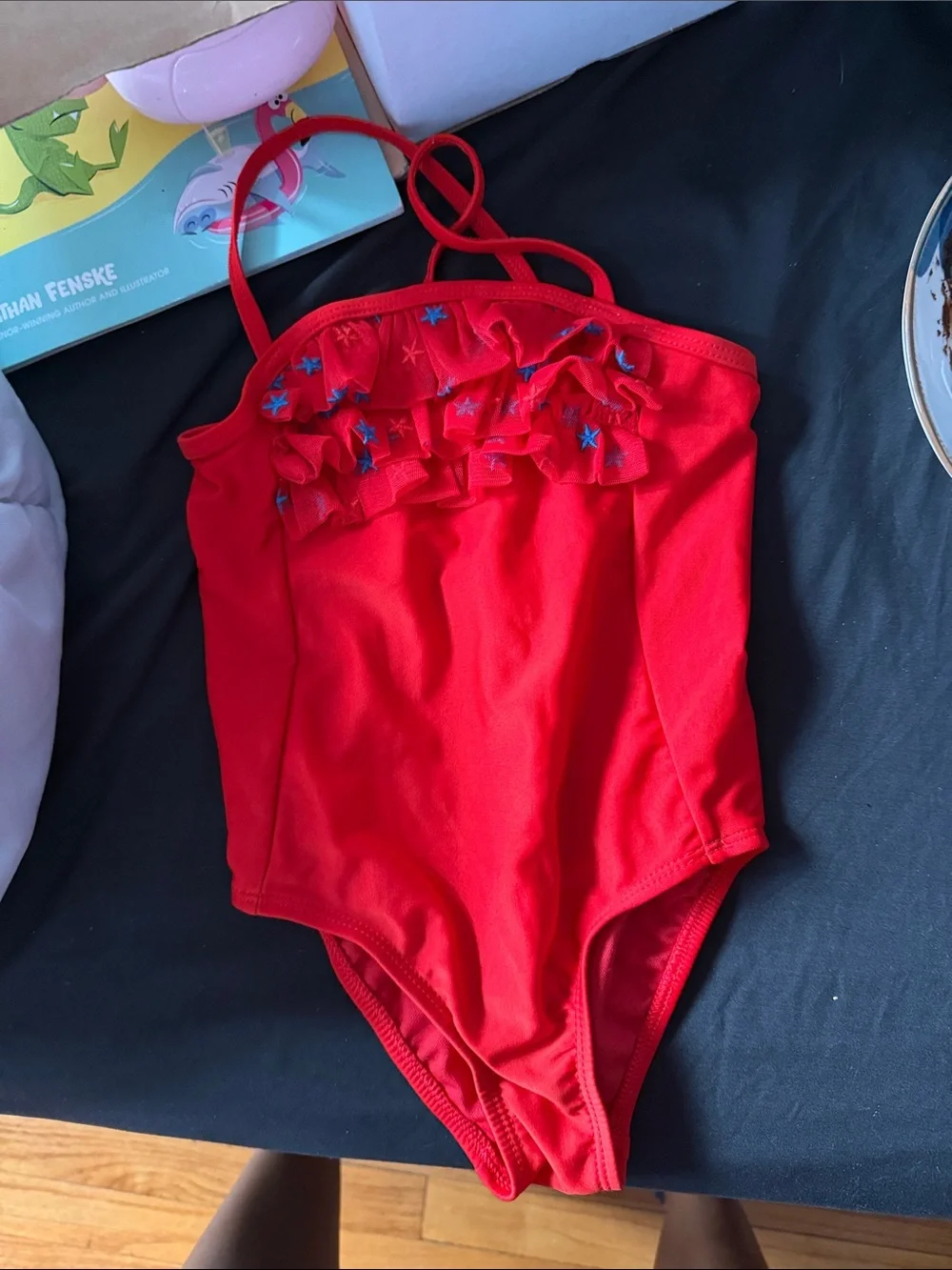 Red Ruffled One-Piece Swimsuit toddler