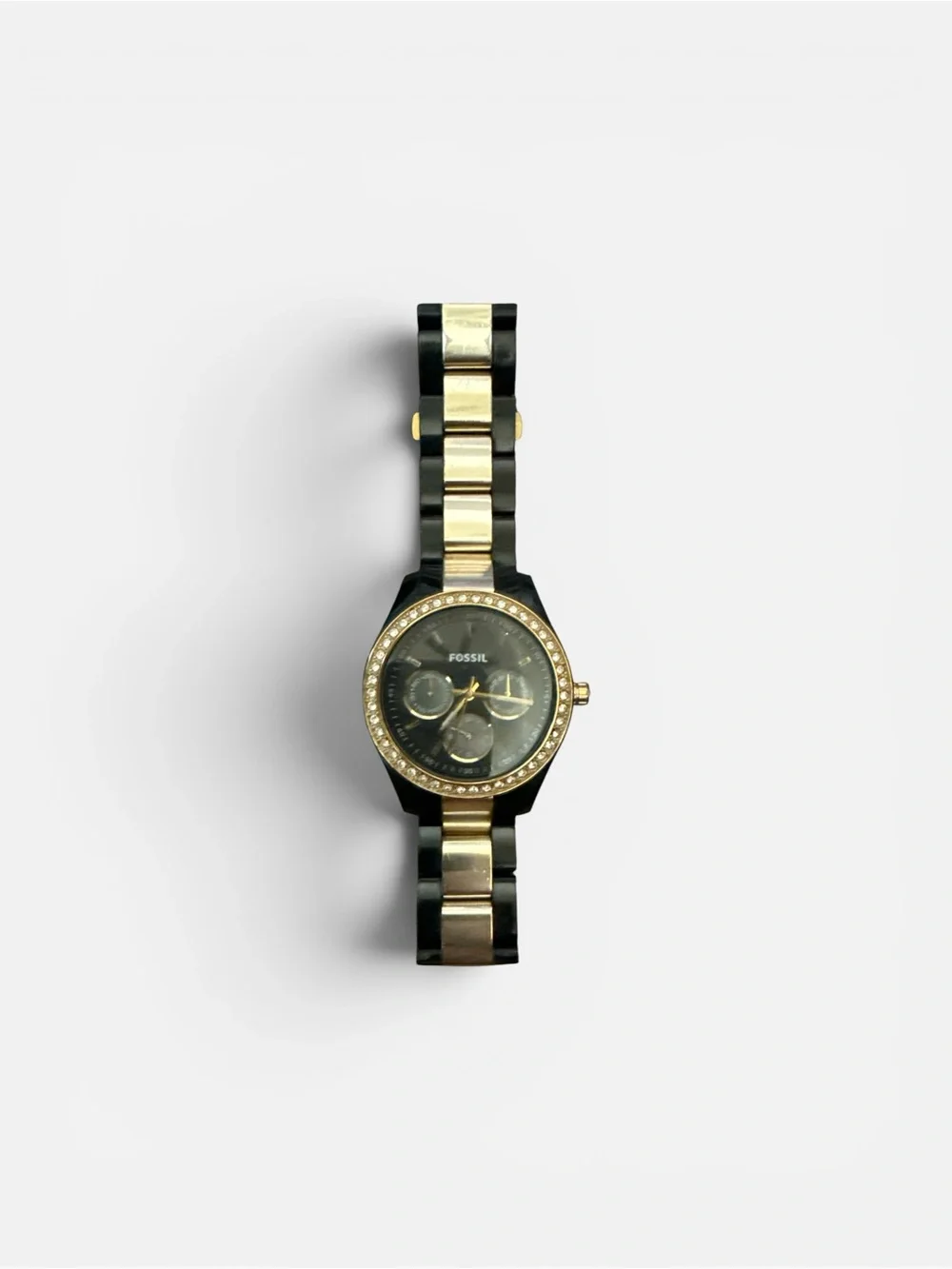 Fossil Gold and Black Bracelet Watch Clasp Detail