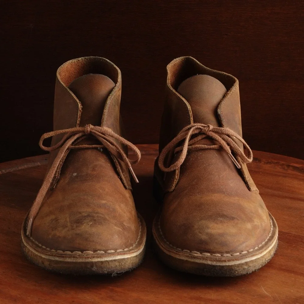 Clarks Boots Mens SZ 8 Brown Originals Desert Boots Leather Ankle Chukka Casual
