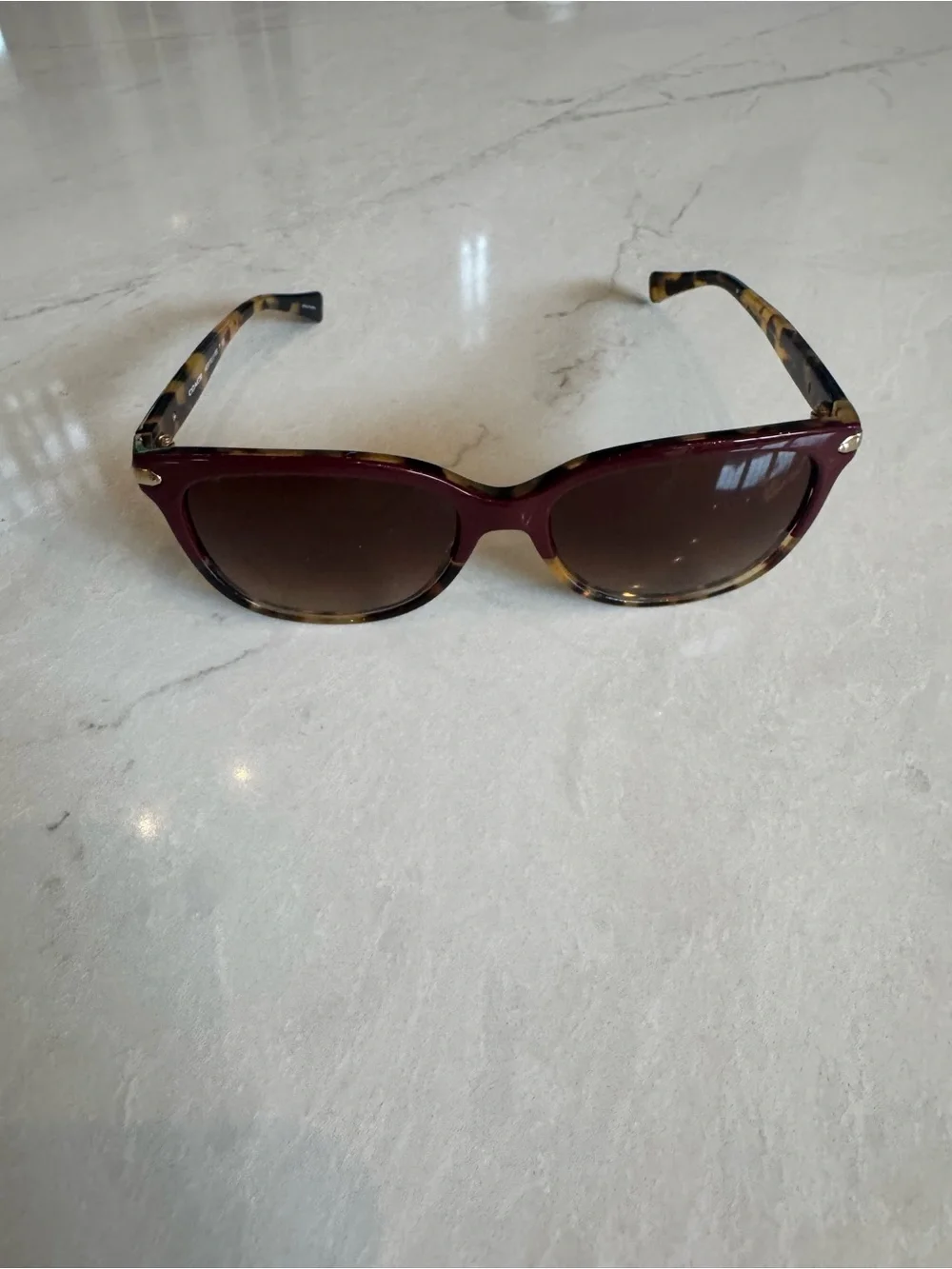 Coach Burgundy and Tortoiseshell Cat-Eye Sunglasses