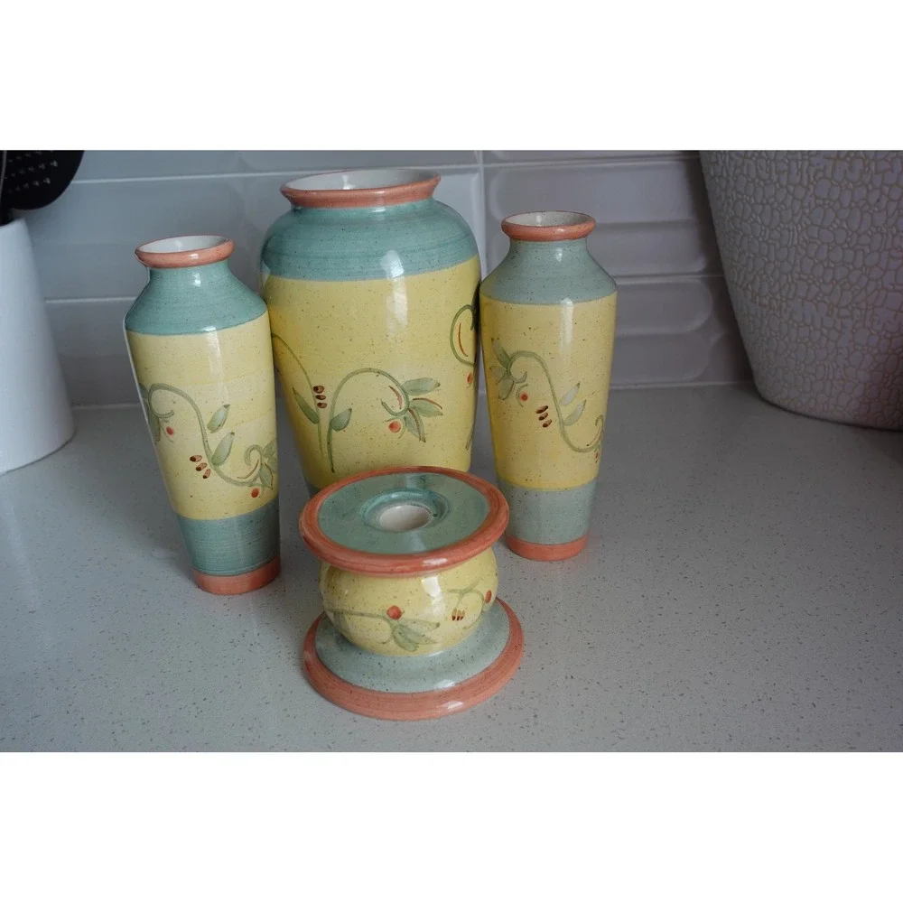 vintage‎ ceramic vases 70s retro style multi colors set of 4