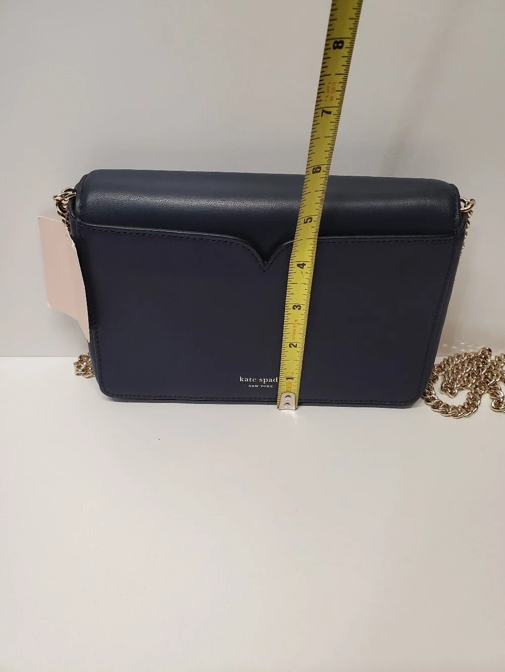 Kate SpadeNavy Leather Crossbody Bag with Embroidered Pink Panther