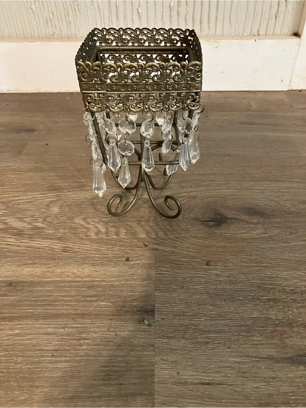 Gold Filigree Crystal Accent Candle Holder - Elegant Home Accent