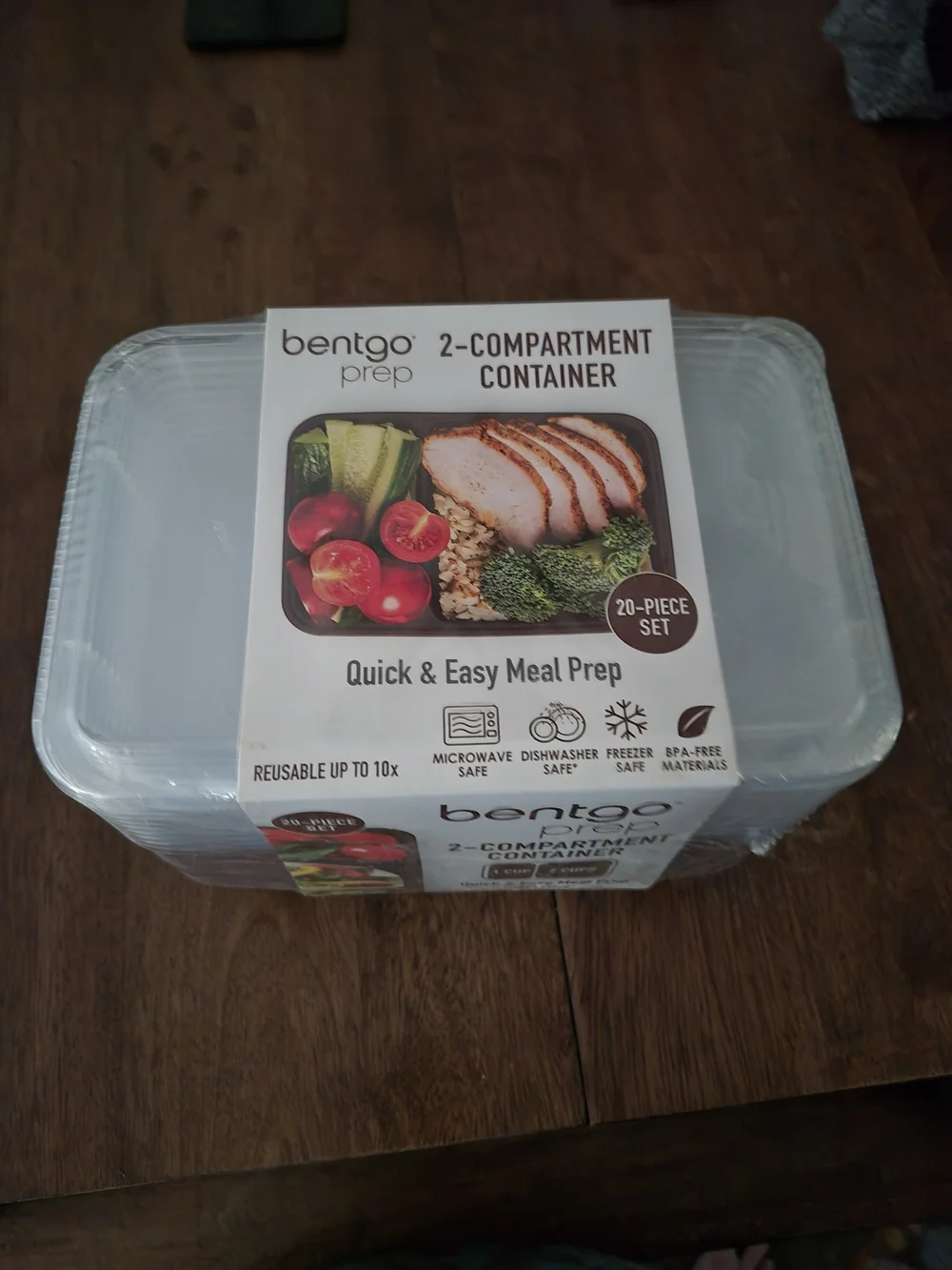 Bentgo Prep 2-Compartment Meal Prep Containers - Light Blue (20-Piece Set)