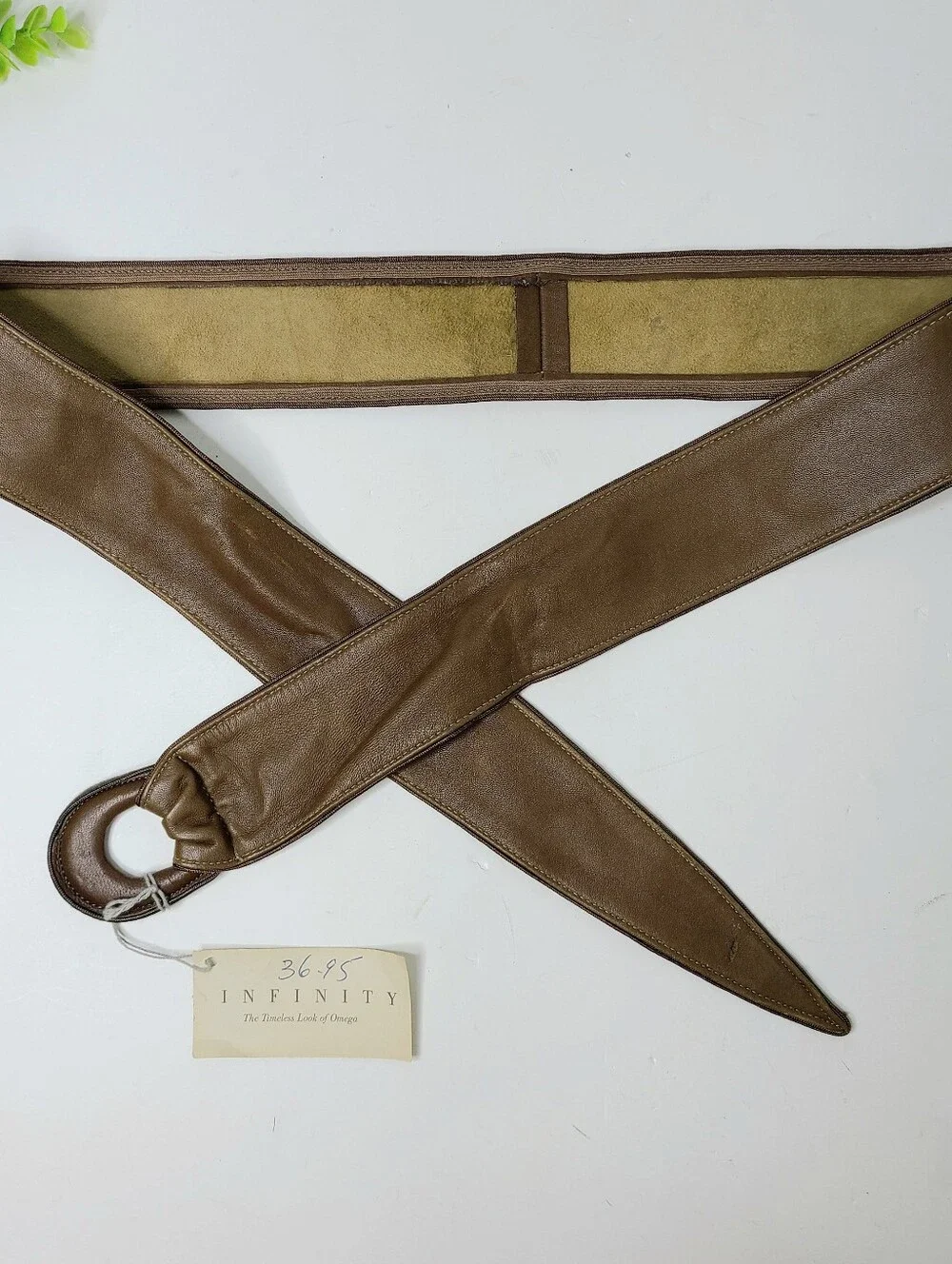 NWT Infinity Brown Green Genuine Leather Wrap Vintage Belt