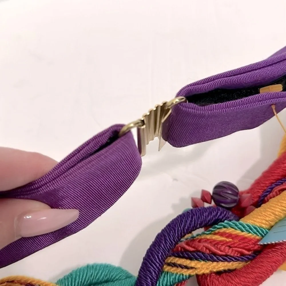 Vintage 90’s adjustable Colorful rope belt with embellishments EUVC