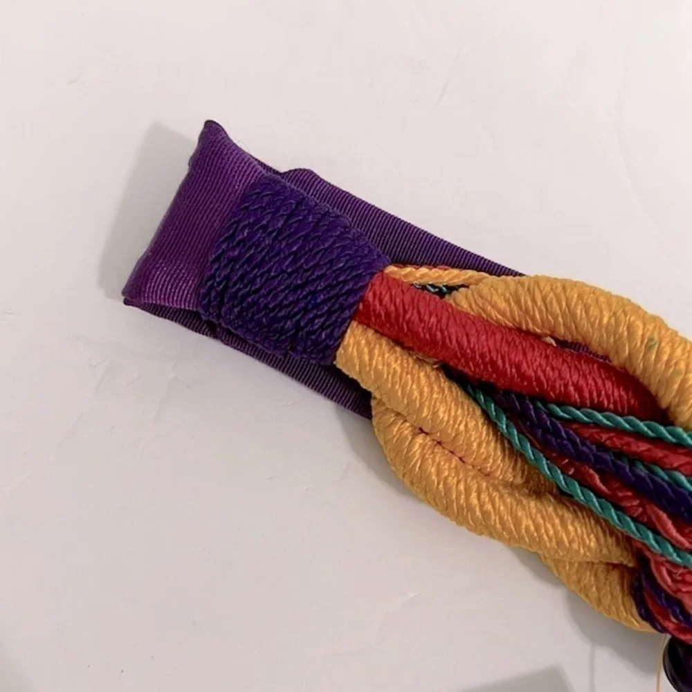 Vintage 90’s adjustable Colorful rope belt with embellishments EUVC